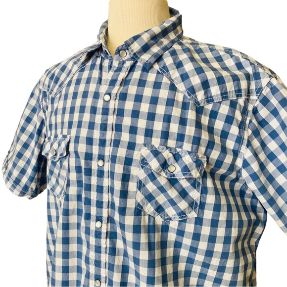 Sonoma Men's blue and white checked collared button down shirt, Sz XL - Picture 2 of 14